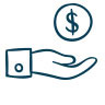 Clickable icon of money over an open hand to open an account